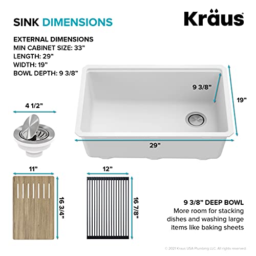 KRAUS White 30 in Undermount Granite Kitchen Sink KGUW1-30WH - image 6