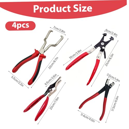 Juego de alicates para abrazaderas de manguera profesional con kit de 4 piezas de acero 5