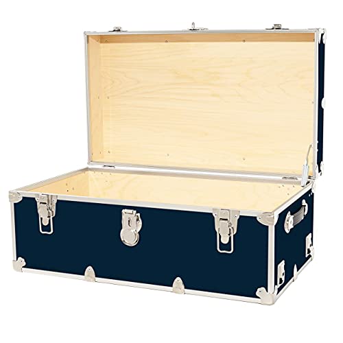Rhino Trunk & Case Large Armor Trunk - Summer Camp, College, Storage 32"x18"x14" (Navy Blue)