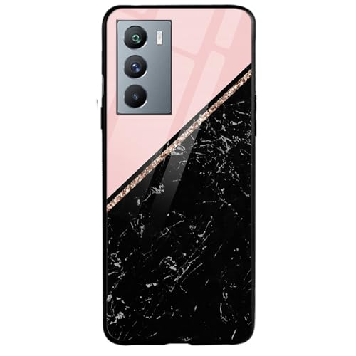 Image of COLORflow Back Cover Compatible with iQOO 9 SE 5G | Black Marble Pink | Shockproof TPU Bumper Cover with Camera Protection Back Cover Compatible with iQOO 9 SE 5G