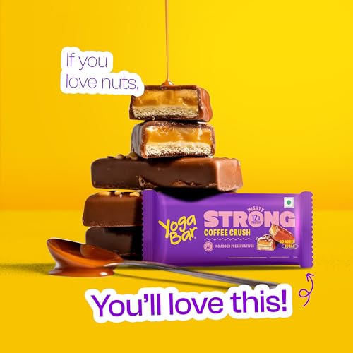 Image of Yogabar Strong Coffee Crush Protein Bars(Pack of 1), 12g Protein, No Added Sugar, No Preservatives