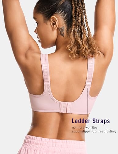 Image of SYROKAN Women's Max Control Underwire Sports Bra High Impact Plus Size with Adjustable Straps Unlined Bra