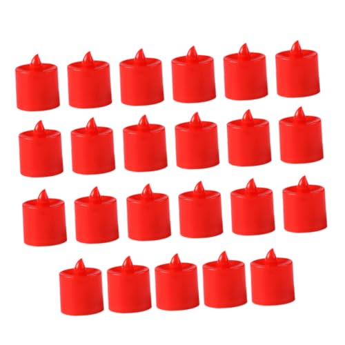 Velas LED sin llama rojas de luz decorativa segura con temporizador para interior, 20 unidades