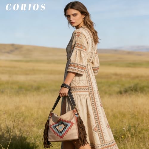 Bolso de mano CORIOS con flecos bohemio para mujer miniatura 2