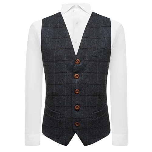 Gilet en tweed bleu égéen à chevrons : look gentleman pour vos sorties d'automne