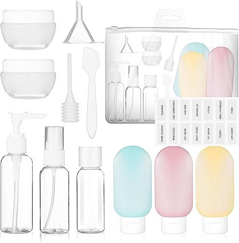 Accesorios, Luggage 13 piezas Juego de botellas de viaje, Botellas de viaje a prueba de fugas para artículos de aseo aprobados por la TSA,con etiqueta recipientes para viaje,sin...