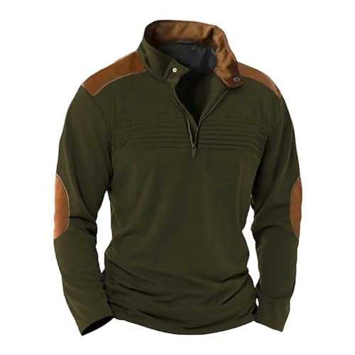Generisch Sudadera de trabajo para hombre, suéter de invierno, con media cremallera, sudadera con cuello alto, suéteres, cuello alto, termo, media cremallera, suéter, suéter de bloque de color