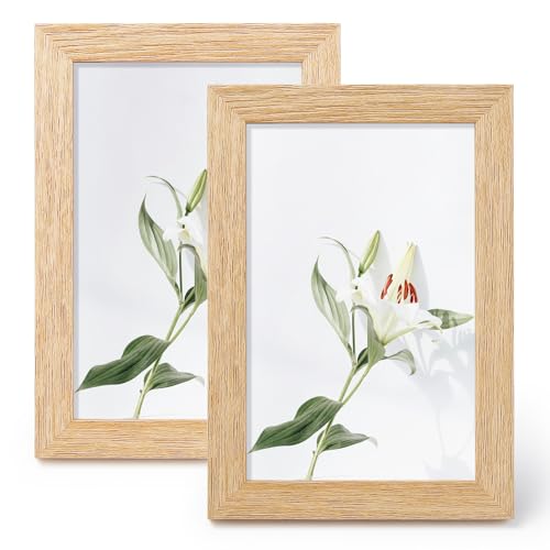LEMON CLOUD Bilderrahmen Kleine - 10 x 15 HolzRahmen, 2er Set Holz Fotorahmen, MDF Rahmen A6 mit Bruchsicherem Acrylglas und Drehverschluss Rückwand