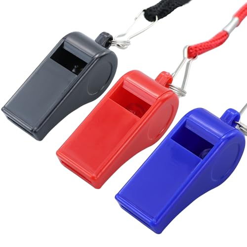 Lote de 3 silbatos con cordón, silbatos deportivos con sonido fuerte para entrenamiento, deportes de emergencia de supervivencia para árbitros, entrenamiento de perros, ideal para salvadores