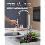 Robinet Cuisine, Mitigeur Cuisine, Pivotant à 360° d'Évier à Arc Élevé Pulvérisateur Escamotable 2 Modes, Acier Inoxydable
