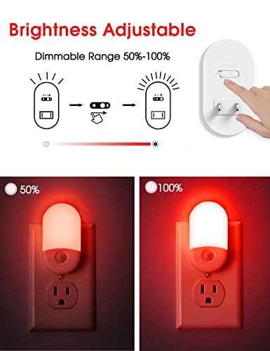 Image of L LOHAS LED Red Night Light, Night Lights Plug into Wall[2 Pack] | 0.6W LED Night Light, Dusk to Dawn Sensor, 30 /60LM Adjustable Brightness, Night Light for Kid, Bathroom, Nursery, Hallway