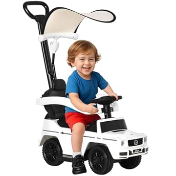 HOMCOM 3 in 1 Kids Children Ride on Push Car Toddler Sliding Car G350 Licensed Walker Foot to Floor Slider Push-Along with Horn Steering Wheel NO POWER Manual, White