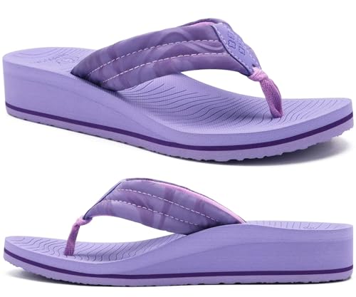 Image of COFACE Women's Flip Flops with Arch Support Ladies Fashion Lightweight Wedge Flip Flops Comfortable Yoga Mat Sole Summer Platform Thong Sandals