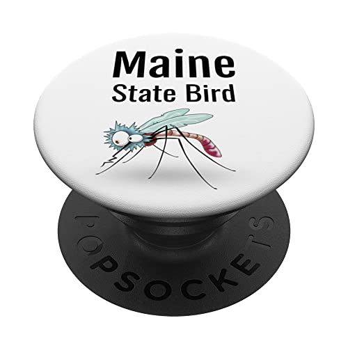 Maine State Bird Funny Mosquito PopSockets Swappable PopGrip, Black