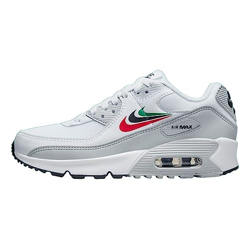 Nike Air Max 90 GS Running Trainers DV3032 Sneakers Shoes (UK 5 US 5.5Y EU 38, White malacite University red 100)