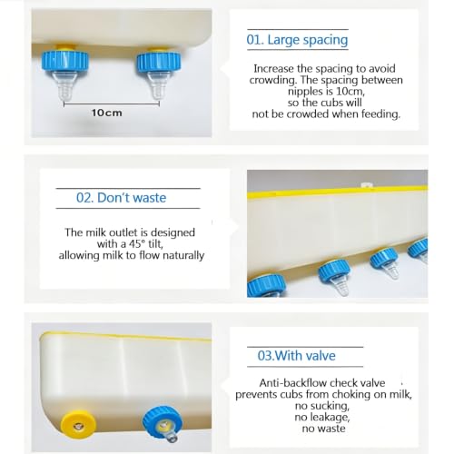 Cubo de leche para ganado de 80 cm con 8 tetinas de pared 7