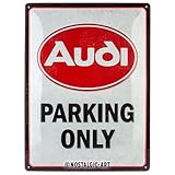 Nostalgic-Art Retro Tin Sign, 11.8' x 15.7', Audi – Parking Only – Gift idea for car accessories fans, Metal Plaque, Vintage design for wall decoration