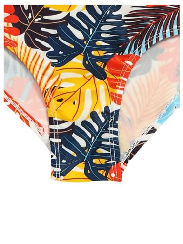 Image of WDIRARA Girl's 2 Piece Swimsuits Summer Tropical Print Boho Swimwear Set Backless Sport Swimsuit