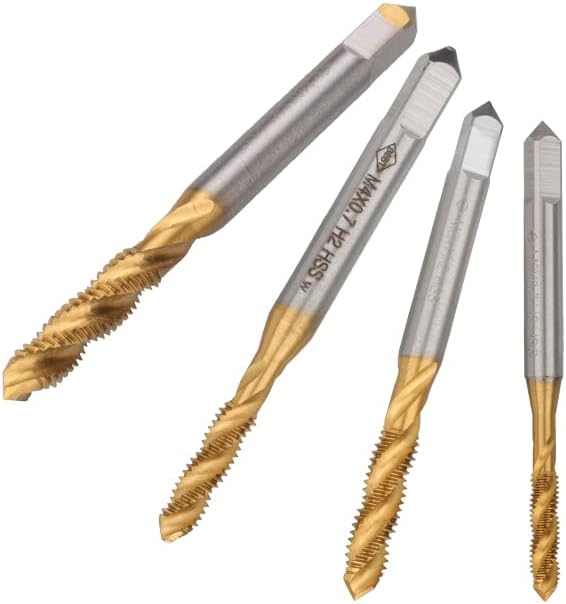 4pcs Spiral Pointed Taps Set M3 M4 M5 M6 HSS Tapping Thread Forming Tap Drill TiN Coated Metric Screw Tap Kit