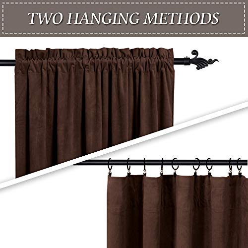 Image of RYB Home Velvet Curtains 63 inches Long - Super Soft Room Darkening Thermal Insulating Window Drapes for Bedroom Living Room Dining Backdrop, W 52 x L 63 inch, Chestnut, 2 Panels