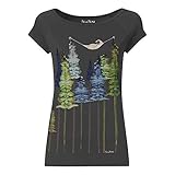 Romantisches Basic Kurzarmshirt für Frauen mit Rundhals-Ausschnitt und angeschnittenen Ärmeln mit entspanntem Druck.