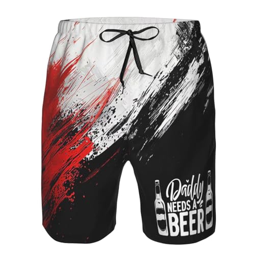 Board Shorts Daddy Needs a Beer Funny Gift Mens Swim Trunks Quick Dry Swim Shorts Beach Short Swimwear with Pockets2