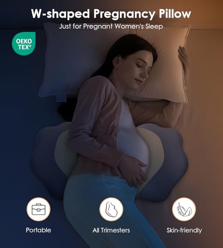 Image of Memory Foam Pregnancy Pillows for Sleeping, Side Sleeper Maternity Pillow Support for Back Belly HIPS, Adjustable Wedge Pillow for Pregnant Women, Side Sleeping Pregnant Pillows with Pillowcase