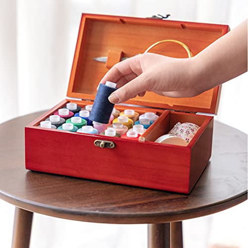 Boîte à couture en bois cadeau idéal avec kit de réparation et accessoires - 4