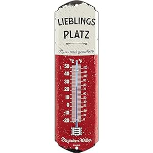 LANOLU Thermometer Lieblingsplatz Gartenschild Vintage 8x28