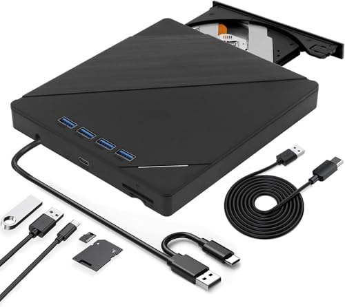 EOKEKE Lecteur Blu-Ray Externe 8 en 1 - Portable Lecteur DVD/BD Graveur Blu Ray, Lecteur Blu Ray...