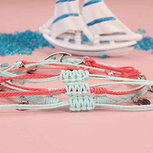 Image of Waterproof String Anklets Cute Beaded Ankle Bracelets Beach Wave Anklet Stainless Steel Coin Boho Ankle Jewelry for Women