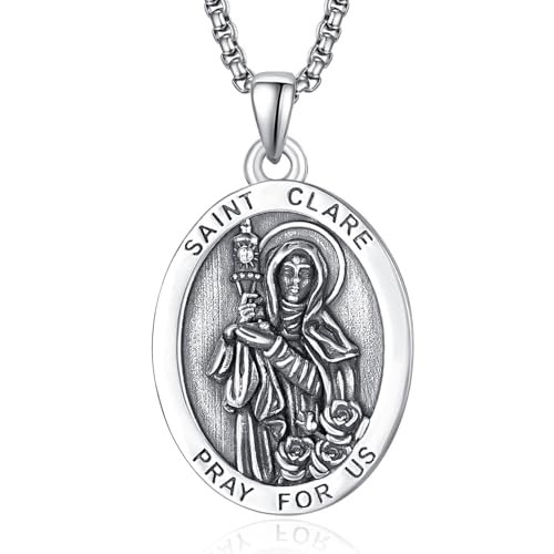ADMETUS 925 Sterling Saint Medals Necklace