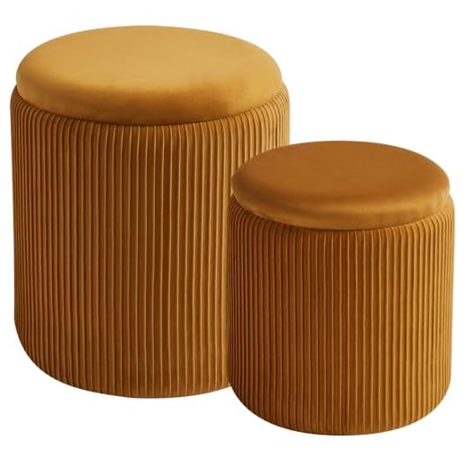 BLEXA Velvet Ottoman Storage Set