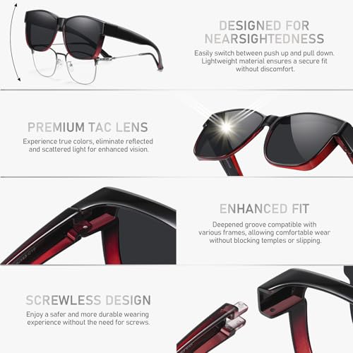 Image of GEGURI Polarized Sunglasses Fit Over Glasses for Men Women, Oversized Square Sun Glasses UV400 Protection Shades