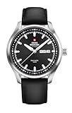 Swiss Military by Chrono SM34116.04 - Reloj de pulsera para hombre, mecanismo de cuarzo con correa de piel, analógico, para hombre, día y fecha, color plateado