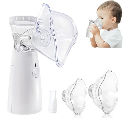 Aersol - Aerosol portátil silencioso, para adultos y niños con 3 modos ajustables, 2 máscara y 1 boquilla, máquina de aerosol para uso doméstico y de viaje