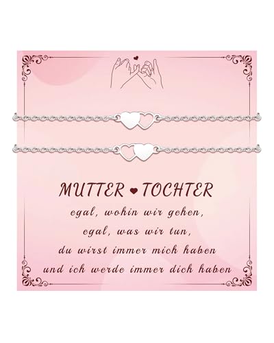 BOCHOI 3 Stück Mutter Tochter Armband Herz Geschenk für Mutter und Tochter Geburtstag Mädchen Geburtstags Geschenk Weihnachten Einschulung Geschenke Schulkind Abschluss Mädchen Armband Freundschaft