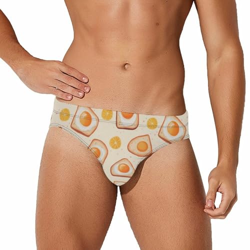 Breakfast Items Eggs and Toast Men's Swim Brief Sexy Bikini Swimwear Swimsuit Trunks Bathing Suits