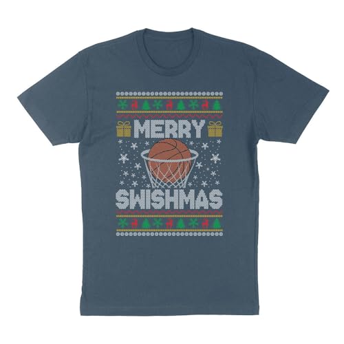 TeesAndTankYou Merry Swishmas Basketball Shirt Unisex 2X-Large Indigo Blue
