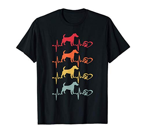 Vintage Smooth Fox Terrier Dog Heartbeat Paw Dogs Lovers T-Shirt
