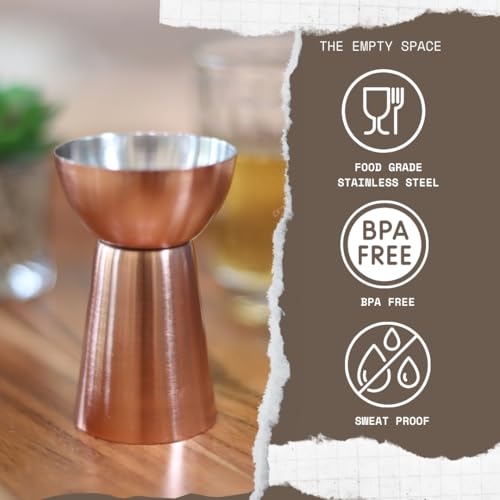 Image of The Empty Space Stainless Steel Peg Measurer 50 & 25ml, Cocktail Jigger, Shot Glass, Measuring Cup Tool, Drink Measuring Bar Tool Double Side Jigger: Copper Finish