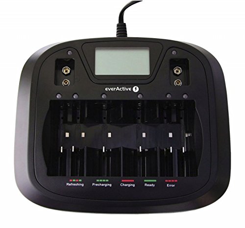 EverActive NC 900U Universal Ladegerät – 8 Unabhängige Schächte Für AA, AAA, C, D & 9V Akkus