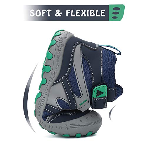 Mishansha Kids Hiking Boots Anti-Collision Boys Buckle Leather Trekking Athletic Shoes Buckle Blue Toddler 7.5 #TOP6
