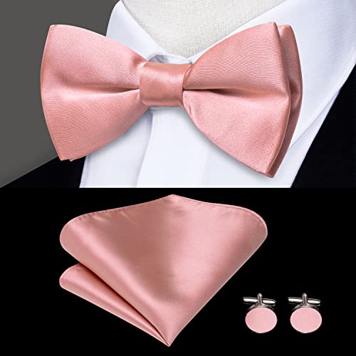 Image of Dubulle Suspender and Bow Tie for Men Paisley Solid Mens Suit Braces Pretied Bowtie and Handkerchief Cufflinks Formal Wedding