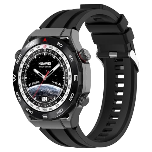 Bracelet silicone 22mm noir pour Huawei Watch GT 4 et Samsung Galaxy Watch