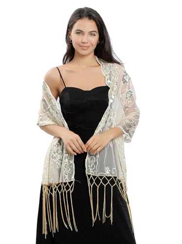 Baoqiya Sparkling tassels Wedding Scarf for Bride 1920s Women's Shawls and Wraps for Evening Party Dress4