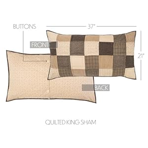 VHC Brands Kettle Grove King Sham 21×37 Primitive Country Patchwork Design Country Black and Creme