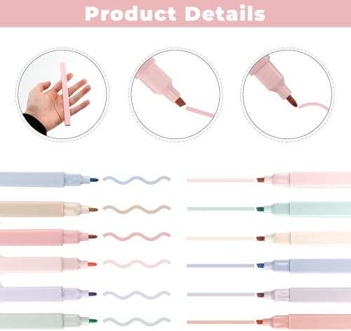 Image of 12Pcs Aesthetic Cute Highlighters, Bible Pastel markers and Pens, No-Bleed School Supplies and Office Journal DIY Home || Two Side Highlighters Pen | Pack Of 12 |