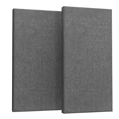 2” Thick Acoustic Panels with Hanging Hardware, 2 PCS 47.2” x 23.6” Fiberglass Sound Absorbing Panels for Home Theater Church Office Wall,Heather Grey
