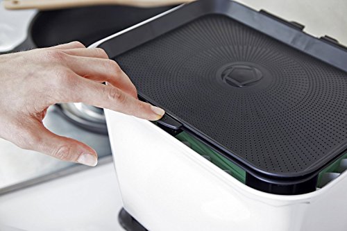 Full Circle Fresh Air Odor-Free Kitchen Compost Bin, Black and White